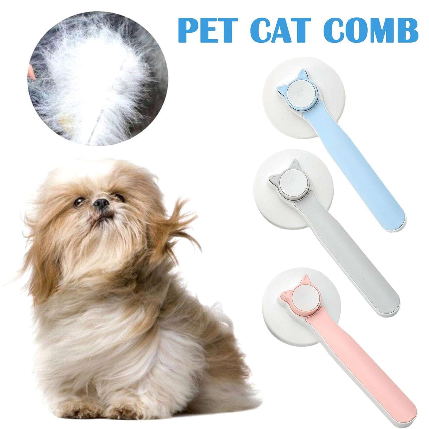 CN Cat Grooming Brush, Self Cleaning Slicker Brushes For Dogs Pet Hair Removal Comb Stainless Steel Needle Cat Brush Self Cleaning For Cats Dogs Hair Remover Scraper Pet Grooming Tool